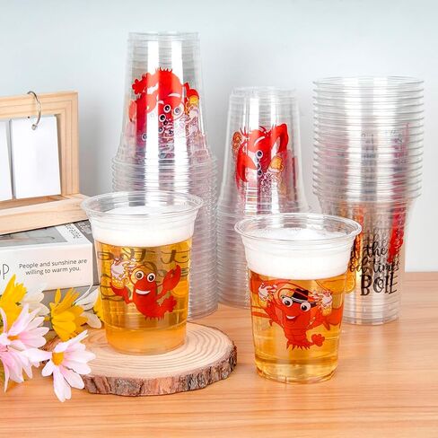 60 Pcs Crawfish Boil Cups, 16 oz Plastic Cups Disposable Party Decoration Lobster Cup Drinking Tableware for Party Supplies in Saudi Arabia