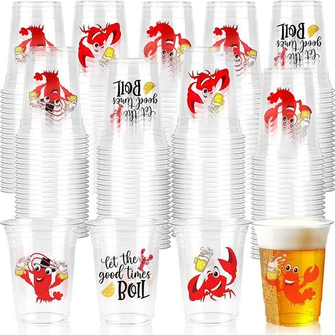 60 Pcs Crawfish Boil Cups, 16 oz Plastic Cups Disposable Party Decoration Lobster Cup Drinking Tableware for Party Supplies in Saudi Arabia