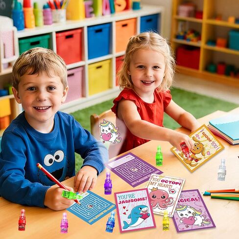 24 Pack Finger Lights Valentines, Bulk Valentines Day Cards Gifts for Kids School Gift Exchange Classroom Prizes Valentine s Day Cards Party Favors for Kids Boys Girls Goodie Bag Toys Stuffers in Kuwait