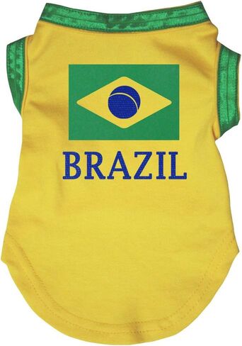 Petitebella Brazil Flag Yellow Puppy Dog Shirt (Medium, Yellow) in Saudi Arabia