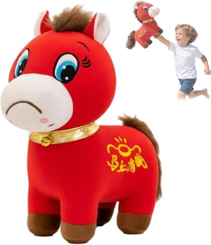 Crying Horse, Sad Horse, Year of 2026 Horseplush, Lucky Chinese Lunar New Year Ornament for Home Store Tabletop Decor, Red Smiling/Crying Horsespring Festival in Saudi Arabia