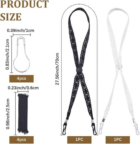 CRASPIRE 2Pcs Black Hat Cord Hat Chin Strap Beige Polyester Lace Summer Caps Aesthetic Adjustable Windproof Removable Retainer Lock Fasteners for Golfing Fishing Boating Sailing DIY Outdoor Activities in Saudi Arabia