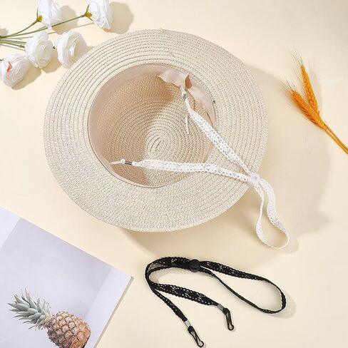 CRASPIRE 2Pcs Black Hat Cord Hat Chin Strap Beige Polyester Lace Summer Caps Aesthetic Adjustable Windproof Removable Retainer Lock Fasteners for Golfing Fishing Boating Sailing DIY Outdoor Activities in Saudi Arabia