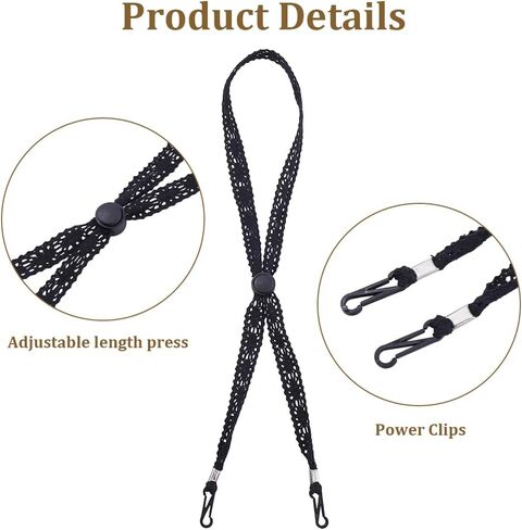 CRASPIRE 2Pcs Black Hat Cord Hat Chin Strap Beige Polyester Lace Summer Caps Aesthetic Adjustable Windproof Removable Retainer Lock Fasteners for Golfing Fishing Boating Sailing DIY Outdoor Activities in Saudi Arabia