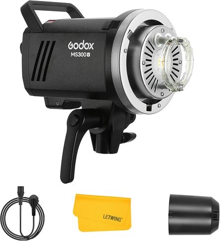 Godox MS300V MS300-V Compact Studio Strobe Flash Light, Portable Photography Flash 300W 110V, 2.4G X System, 10W LED Modeling Lamp, Bowens Mount Monolight for Portrait Product Photography in Saudi Arabia