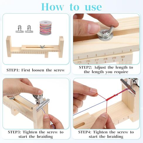 13 قطعة من الخشب سوار تهزهز سوار الحياكة صانع سوار قابل للتعديل صانع سوار مع مقياس، 10 لفة DIY سلسلة النايلون للأساور سوار تهزهز DIY اليد الحياكة سوار تهزهز مع 2 المشبك in Kuwait