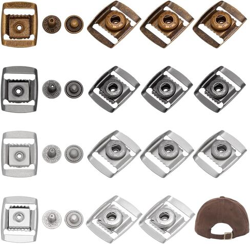 WADORN 40 Set Stainless Steel Hat Cap Buckle, 4 Colors Baseball Hat Adjustment Buckle Hats Rectangle Snap Replacement for Caps Backpack Adjustable Straps Repair Hats Making Accessories in Saudi Arabia