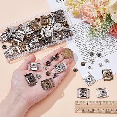 WADORN 40 Set Stainless Steel Hat Cap Buckle, 4 Colors Baseball Hat Adjustment Buckle Hats Rectangle Snap Replacement for Caps Backpack Adjustable Straps Repair Hats Making Accessories in Saudi Arabia