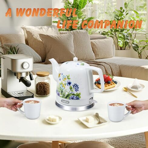 Ceramic Electric Kettle, 1.2L/1000W Boil Water Quickly and Easily,Boil-Dry Protection,Auto Shut Off, Detachable Swivel Base,Hot water kettle for Coffee & Tea in Kuwait