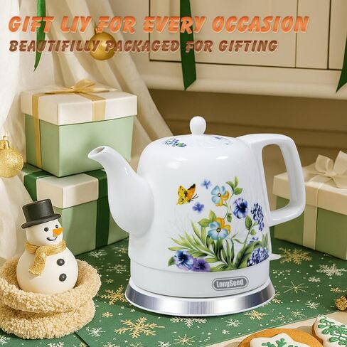 Ceramic Electric Kettle, 1.2L/1000W Boil Water Quickly and Easily,Boil-Dry Protection,Auto Shut Off, Detachable Swivel Base,Hot water kettle for Coffee & Tea in Kuwait