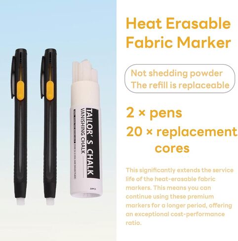 Heat Erasable Fabric Marker for Sewing - Cleaner and More Precise Than Chalk, Quick Mark & Remove, Suitable for Cotton & Knitted Fabrics in Kuwait