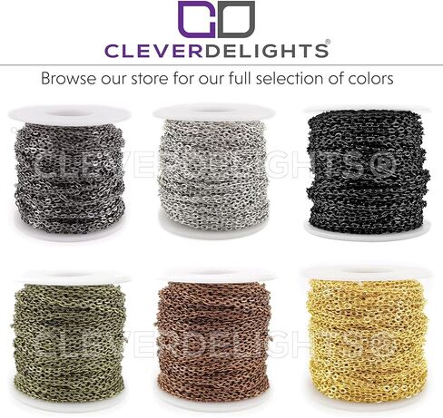 سلسلة كابل CleverDelights 3x4 مم - لون نحاسي عتيق - 30 قدم - بكرة سلسلة مجوهرات حرفية كبيرة - سلاسل ربط بيضاوية حديدية 3 مم × 4 مم in Saudi Arabia