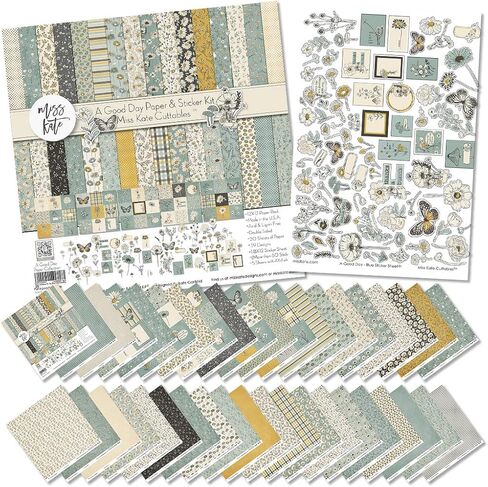 Paper & Sticker Kit - A Good Day-Blue - for Baby Boy Spring Love 20 Double-Sided 12x12 Papers with 39 Designs & 1 8X12 Sticker Sheet - Scrapbooking Card Making Crafting - by Miss Kate Cuttables in Saudi Arabia