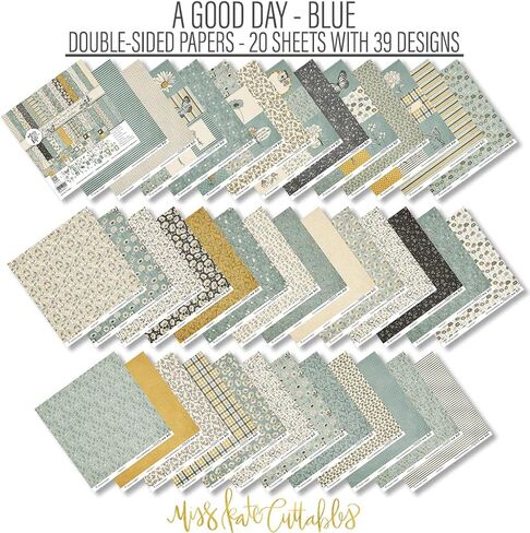 Paper & Sticker Kit - A Good Day-Blue - for Baby Boy Spring Love 20 Double-Sided 12x12 Papers with 39 Designs & 1 8X12 Sticker Sheet - Scrapbooking Card Making Crafting - by Miss Kate Cuttables in Saudi Arabia