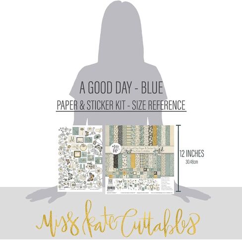Paper & Sticker Kit - A Good Day-Blue - for Baby Boy Spring Love 20 Double-Sided 12x12 Papers with 39 Designs & 1 8X12 Sticker Sheet - Scrapbooking Card Making Crafting - by Miss Kate Cuttables in Saudi Arabia