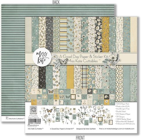 Paper & Sticker Kit - A Good Day-Blue - for Baby Boy Spring Love 20 Double-Sided 12x12 Papers with 39 Designs & 1 8X12 Sticker Sheet - Scrapbooking Card Making Crafting - by Miss Kate Cuttables in Saudi Arabia
