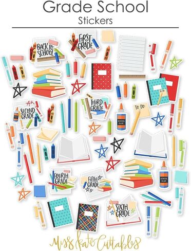 مجموعة ورق وملصقات Miss Kate Cuttables - المدرسة الابتدائية - 20 ورقة مزدوجة الجوانب مقاس 12 × 12 مع 39 تصميمًا وورقة ملصق مقاس 8 × 12 - صناعة بطاقات القصاصات in Saudi Arabia