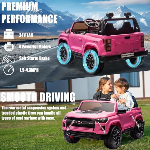 لعبة ركوب بوستاك 24 فولت مع جهاز تحكم عن بعد للوالدين، طاقة كهربائية تعمل بالبطارية 4WD 4 عجلات للأطفال الصغار، ركوب الأطفال على شاحنة UTV سيارات الأطفال للقيادة مع أضواء LED بلوتوث، وردي in Kuwait