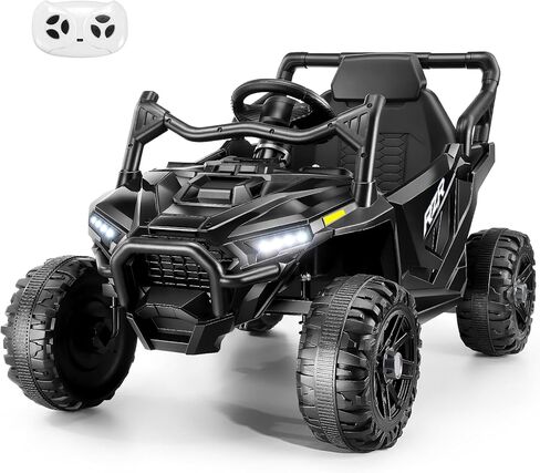 سيارة ركوب كهربائية للأطفال من Hikole 24V UTV مع جهاز تحكم عن بعد، محرك قوي 2 × 200 وات، ممتص للصدمات، حزام أمان، قرن، موسيقى وأضواء LED، ألعاب ركوب للأطفال الكبار من سن 3 إلى 8 سنوات، أسود in Kuwait