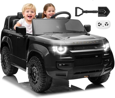 24V Licensed Land Rover 2 Seater Ride on Car with Parent Remote Control, Toy Shovel, LED Lights, 4x100W, 3 Speeds, Soft Start, Battery Powered Electric Ride On Truck Toys for Kids, Pink in Saudi Arabia
