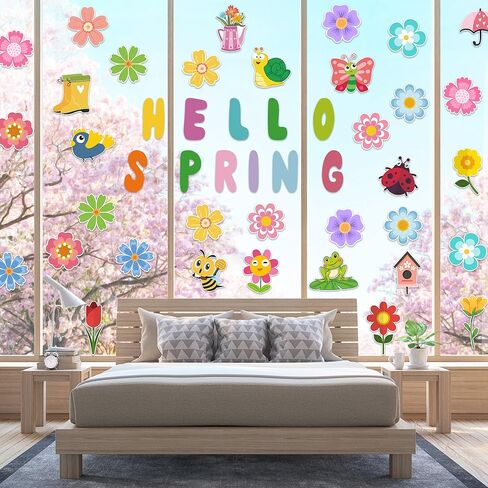 72PCS Hello Spring Cutouts for Bulletin Board Decoration, Assorted Spring Animal Flowers Paper Cut-Outs for Springtime Holiday Party Home Office Classroom Bulletin Board Wall Decor in Saudi Arabia