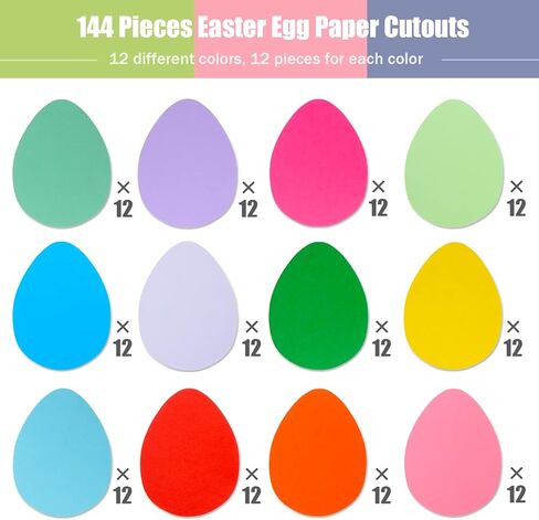 144 Pcs Large Easter Egg Cutouts 6 Inch Paper Egg Shape Cut-Outs Assorted Color Easter Egg Accents Classroom Decoration for Kids School Craft Projects Classroom Spring Easter Party Decor in Saudi Arabia