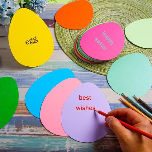 144 Pcs Large Easter Egg Cutouts 6 Inch Paper Egg Shape Cut-Outs Assorted Color Easter Egg Accents Classroom Decoration for Kids School Craft Projects Classroom Spring Easter Party Decor in Saudi Arabia