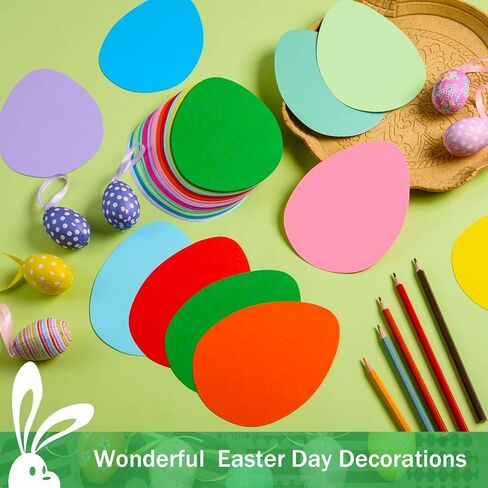 144 Pcs Large Easter Egg Cutouts 6 Inch Paper Egg Shape Cut-Outs Assorted Color Easter Egg Accents Classroom Decoration for Kids School Craft Projects Classroom Spring Easter Party Decor in Saudi Arabia