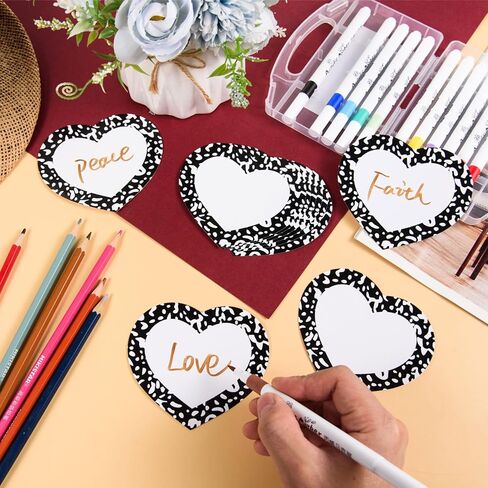 FOBSME 120 Pcs Black Composition Heart Cutouts 3.94 Inch Heart Bulletin Board Cutouts Accents Paper Composition Hearts Name Tags for DIY Crafts Valentine Back to School Mother Day Classroom Decor in Saudi Arabia