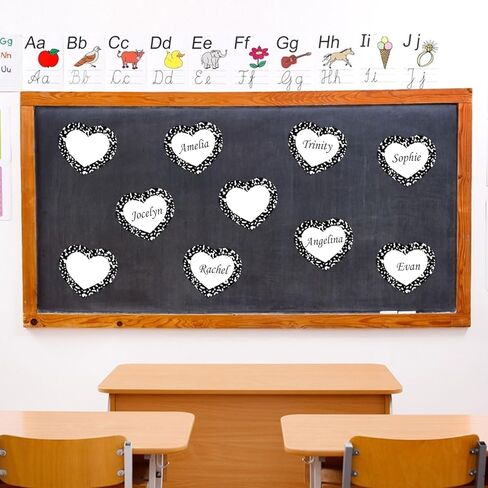 FOBSME 120 Pcs Black Composition Heart Cutouts 3.94 Inch Heart Bulletin Board Cutouts Accents Paper Composition Hearts Name Tags for DIY Crafts Valentine Back to School Mother Day Classroom Decor in Saudi Arabia