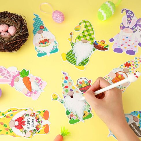 40 Pieces Easter Gnomes Cutouts Stickers Easter Gnomes Window Cling Funny Bulletin Board Decoration Cutouts with Glue Point Dots for Home Office Holiday Party Favors Supply, 8 Designs in Saudi Arabia