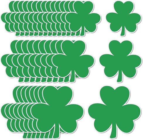 45 Pcs St. Patrick's Day Shamrock Cutouts Cut-Outs Forest Green Lucky Clover Paper Cutting with 100 Pcs Glue Points for DIY Crafts Irish Party Classroom Bulletin Board, 3 Sizes in Saudi Arabia