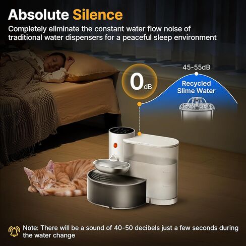 Potaroma Smart Wireless Pet Water Fountain, Stainless Steel Bowl, No Filter, 3.5L Large Capacity, Rechargeable Automatic Water Dispenser for Cats and Small Dogs, Wastewater Separation Fresh Water in Saudi Arabia