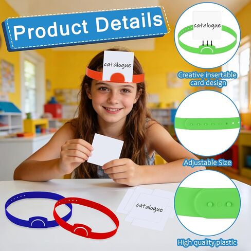 24 قطعة من عصابات الرأس Guess Who Game، عصابات رأس قابلة للتعديل، يمكن إدخال بطاقات، عصابة رأس متعددة الألوان للألعاب الليلية وأنشطة الحفلات العائلية (24 قطعة، 8 ألوان) in Kuwait