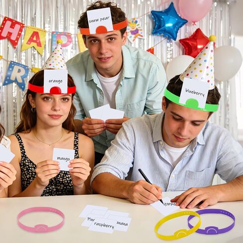 24 قطعة من عصابات الرأس Guess Who Game، عصابات رأس قابلة للتعديل، يمكن إدخال بطاقات، عصابة رأس متعددة الألوان للألعاب الليلية وأنشطة الحفلات العائلية (24 قطعة، 8 ألوان) in Kuwait