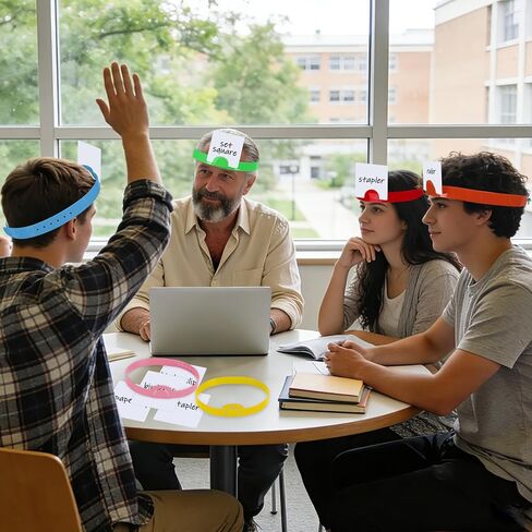 24 قطعة من عصابات الرأس Guess Who Game، عصابات رأس قابلة للتعديل، يمكن إدخال بطاقات، عصابة رأس متعددة الألوان للألعاب الليلية وأنشطة الحفلات العائلية (24 قطعة، 8 ألوان) in Kuwait