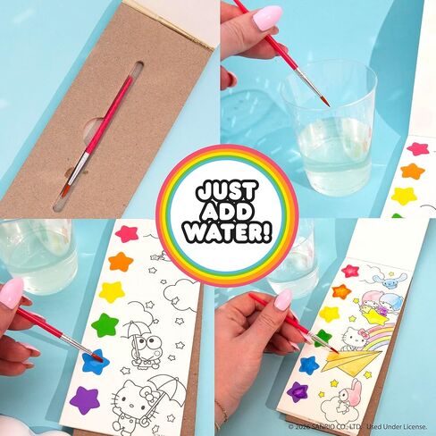Hello Sanrio® Watercolor Art Pad, Hello Sanrio® Watercolor Art Pad w/ 20 Unique Pages, Mini Paintbrush & 6 Mess Free Watercolor Paint Colors w/Water Books & Great Travel Activities for Kids in Saudi Arabia