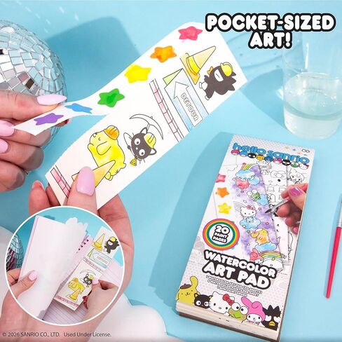 Hello Sanrio® Watercolor Art Pad, Hello Sanrio® Watercolor Art Pad w/ 20 Unique Pages, Mini Paintbrush & 6 Mess Free Watercolor Paint Colors w/Water Books & Great Travel Activities for Kids in Saudi Arabia