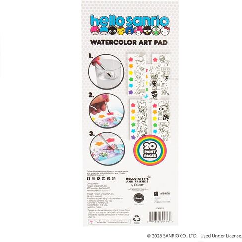 Hello Sanrio® Watercolor Art Pad, Hello Sanrio® Watercolor Art Pad w/ 20 Unique Pages, Mini Paintbrush & 6 Mess Free Watercolor Paint Colors w/Water Books & Great Travel Activities for Kids in Saudi Arabia