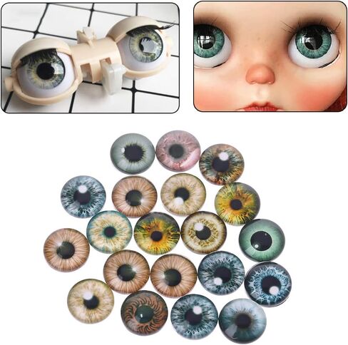 MOMOJIA 20Pcs Glass Doll Eyes Animal DIY Crafts Eyeballs for Dinosaur Eye Accessories Jewelry Making Handmade 8mm/12mm/18mm in Saudi Arabia