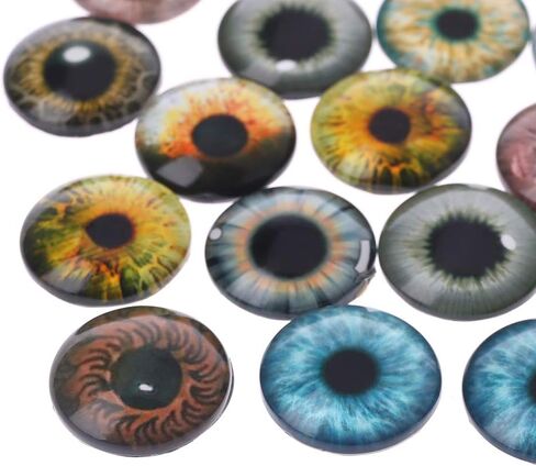 MOMOJIA 20Pcs Glass Doll Eyes Animal DIY Crafts Eyeballs for Dinosaur Eye Accessories Jewelry Making Handmade 8mm/12mm/18mm in Saudi Arabia