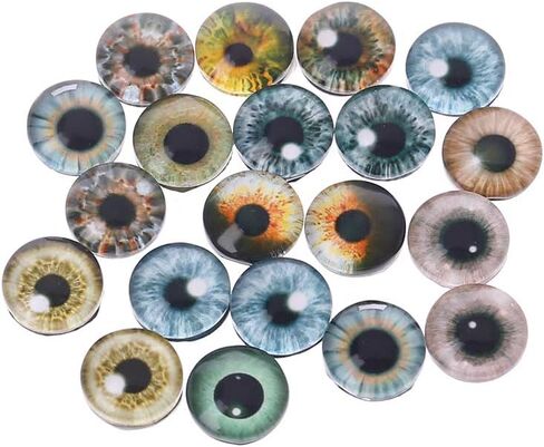 MOMOJIA 20Pcs Glass Doll Eyes Animal DIY Crafts Eyeballs for Dinosaur Eye Accessories Jewelry Making Handmade 8mm/12mm/18mm in Saudi Arabia