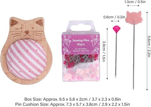 AYNEFY Pin Cushion Sewing Kit 80Pcs Position Pins with Jewel Head for Quilting Crafts Patchwork Needle Holder Cat Design Decorative Sewing Accessories in Saudi Arabia