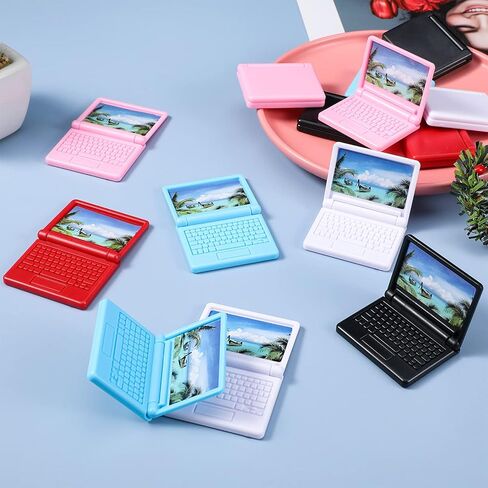 15 Pieces Dollhouse Mini Laptop Scene Simulation Notebook Mini Laptop Tablet Toys Doll Office Computer Decoration Accessories for 1/12 1/6 Scale Dolls House Accessories Pretend Toys, 5 Colors in Saudi Arabia