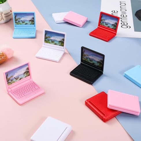 15 Pieces Dollhouse Mini Laptop Scene Simulation Notebook Mini Laptop Tablet Toys Doll Office Computer Decoration Accessories for 1/12 1/6 Scale Dolls House Accessories Pretend Toys, 5 Colors in Saudi Arabia