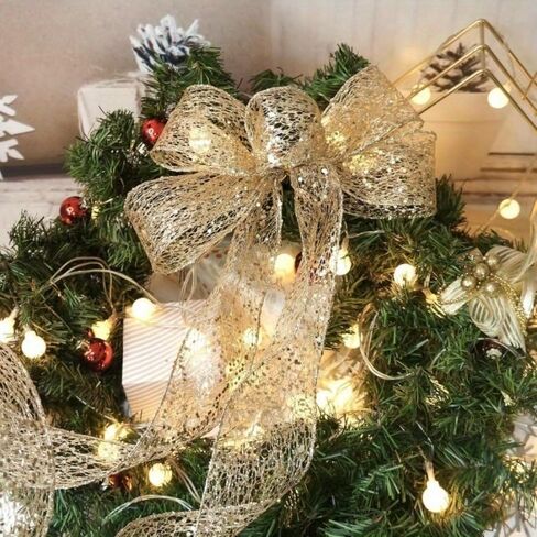 Sparkling Glitter Mesh Ribbon Roll 3 Meter Length for DIY Bows Christmas Tree Ribbon 2 Inch Width for Home Decor Gift Wrapping - 1 Roll (Gold) in Saudi Arabia
