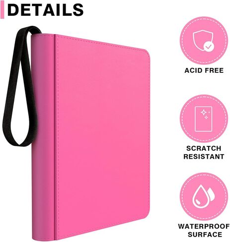 9 Pocket Pink Card Binder - Holds 432 Cards, 24 Double-Sided Clear Pages, Premium Zippered Cute Card Album Folder Compatible with Card Sleeves, Perfect for Sports MTG Game Card Collections(Pink) in Saudi Arabia
