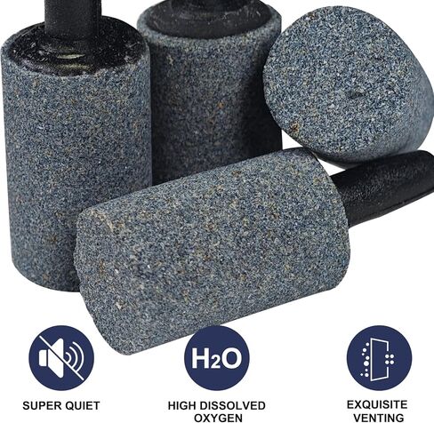 أحجار هواء لحوض السمك مقاس 2.54 سم، 20 عبوة من حجر فقاعات خزان الأسماك، موزع فقاعات مهوية، ملحقات مضخة هواء نانو، أسطوانة in Kuwait