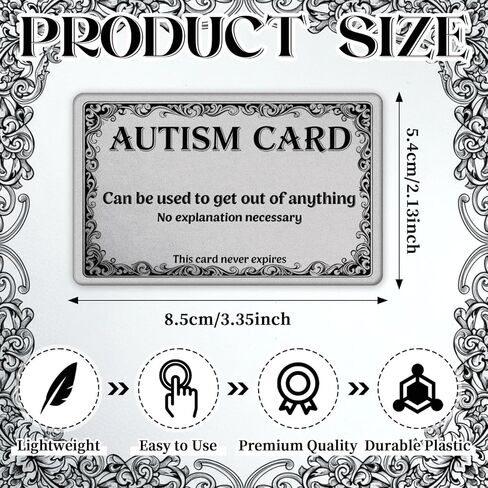 Novabright 10 Pcs Autism Excuse Cards Autism Communication Cards Funny Wallet-Size PVC Gag Gift Plastic Card for Friends Anxiety Relief in Kuwait