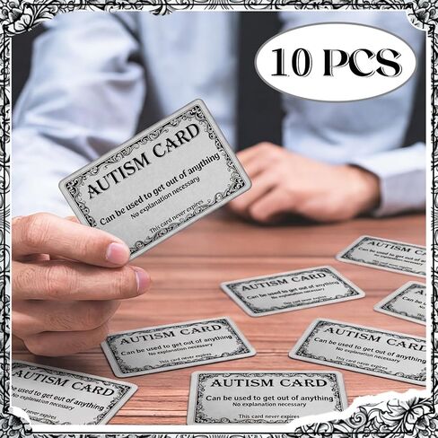 Novabright 10 Pcs Autism Excuse Cards Autism Communication Cards Funny Wallet-Size PVC Gag Gift Plastic Card for Friends Anxiety Relief in Kuwait